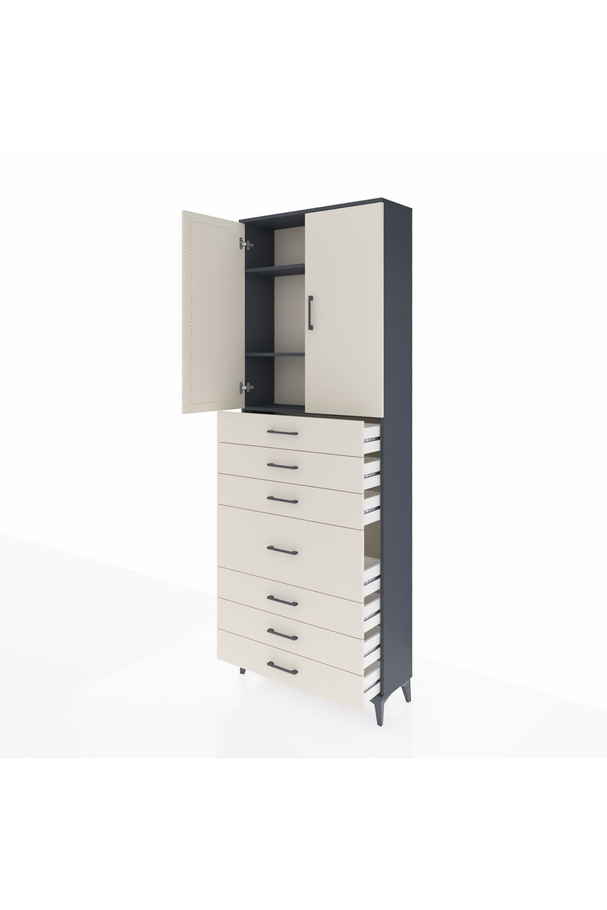 Arges Dolap 3 Raflı 7 Çekmeceli 2 Kapaklı 88x30x243 - S33M071V4A