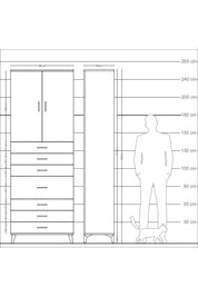 Arges Dolap 3 Raflı 7 Çekmeceli 2 Kapaklı 88x30x243 - S33M071V9A