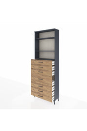 Arges Dolap 3 Raflı 7 Çekmeceli 88x30x243 - S33M072V6A
