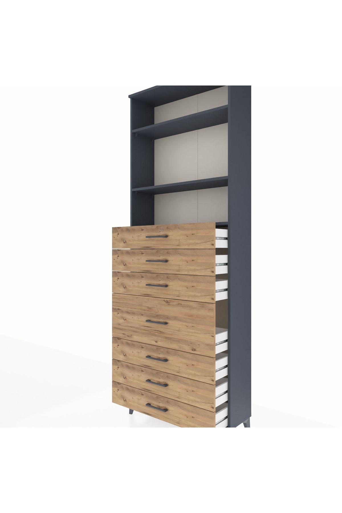 Arges Dolap 3 Raflı 7 Çekmeceli 88x30x243 - S33M072V6A