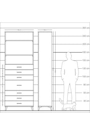 Arges Dolap 3 Raflı 7 Çekmeceli 88x30x243 - S33M072V6A