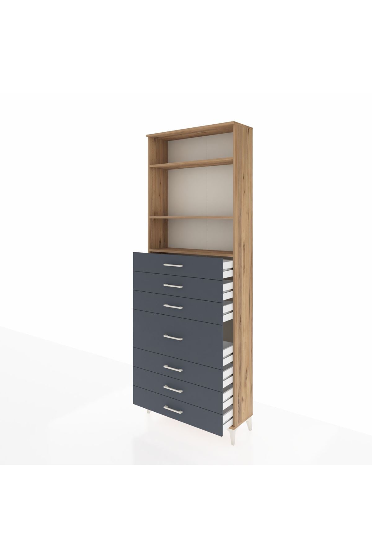 Arges Dolap 3 Raflı 7 Çekmeceli 88x30x243 - S33M072V8A
