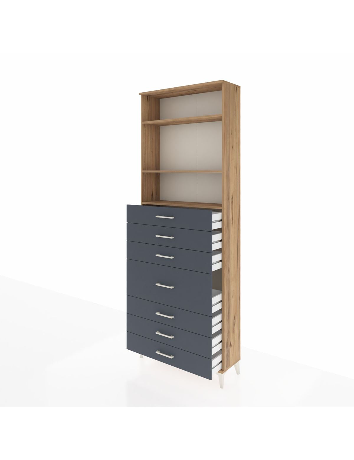 Arges Dolap 3 Raflı 7 Çekmeceli 88x30x243 - S33M072V8A