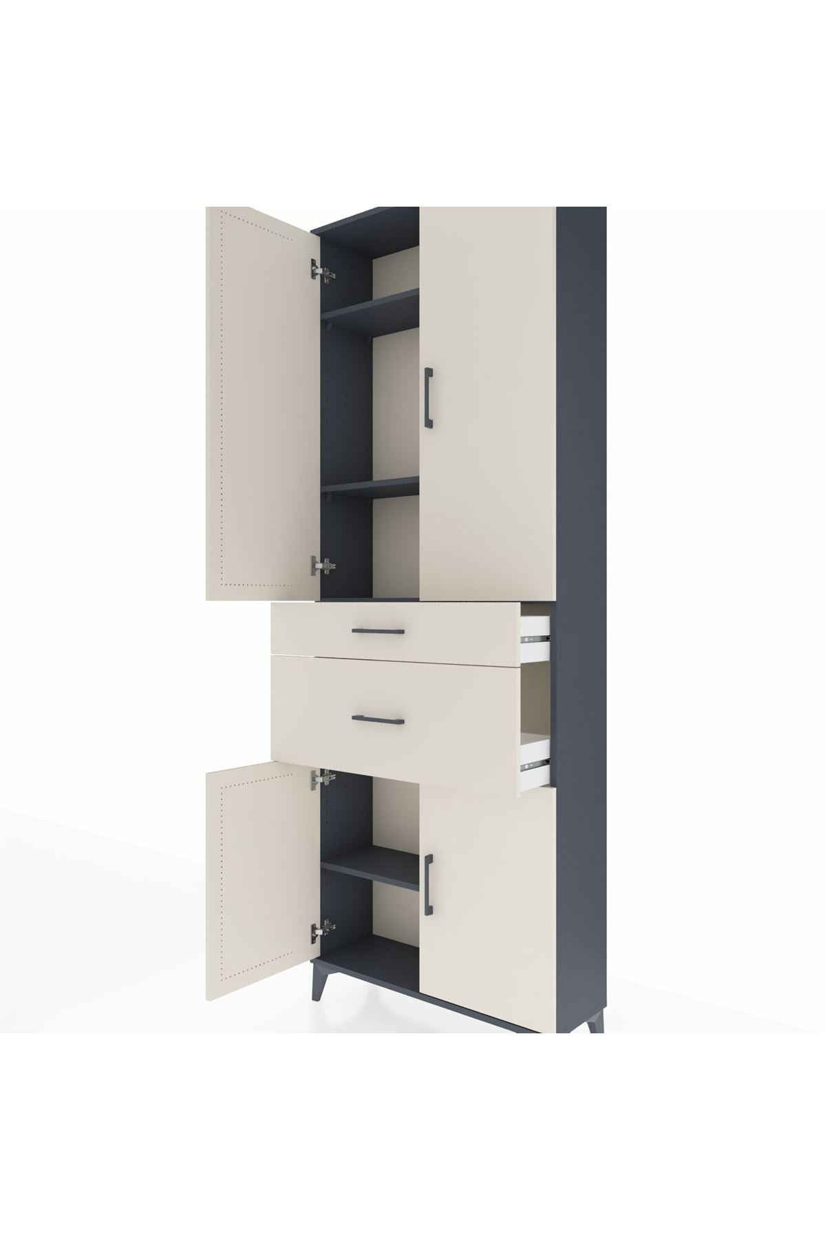 Arges Dolap 4 Raflı 2 Çekmeceli 4 Kapaklı 88x30x243 - S33M073V4A