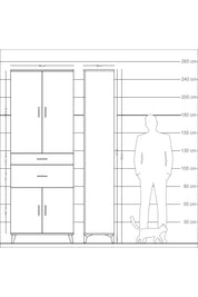 Arges Dolap 4 Raflı 2 Çekmeceli 4 Kapaklı 88x30x243 - S33M073V6A