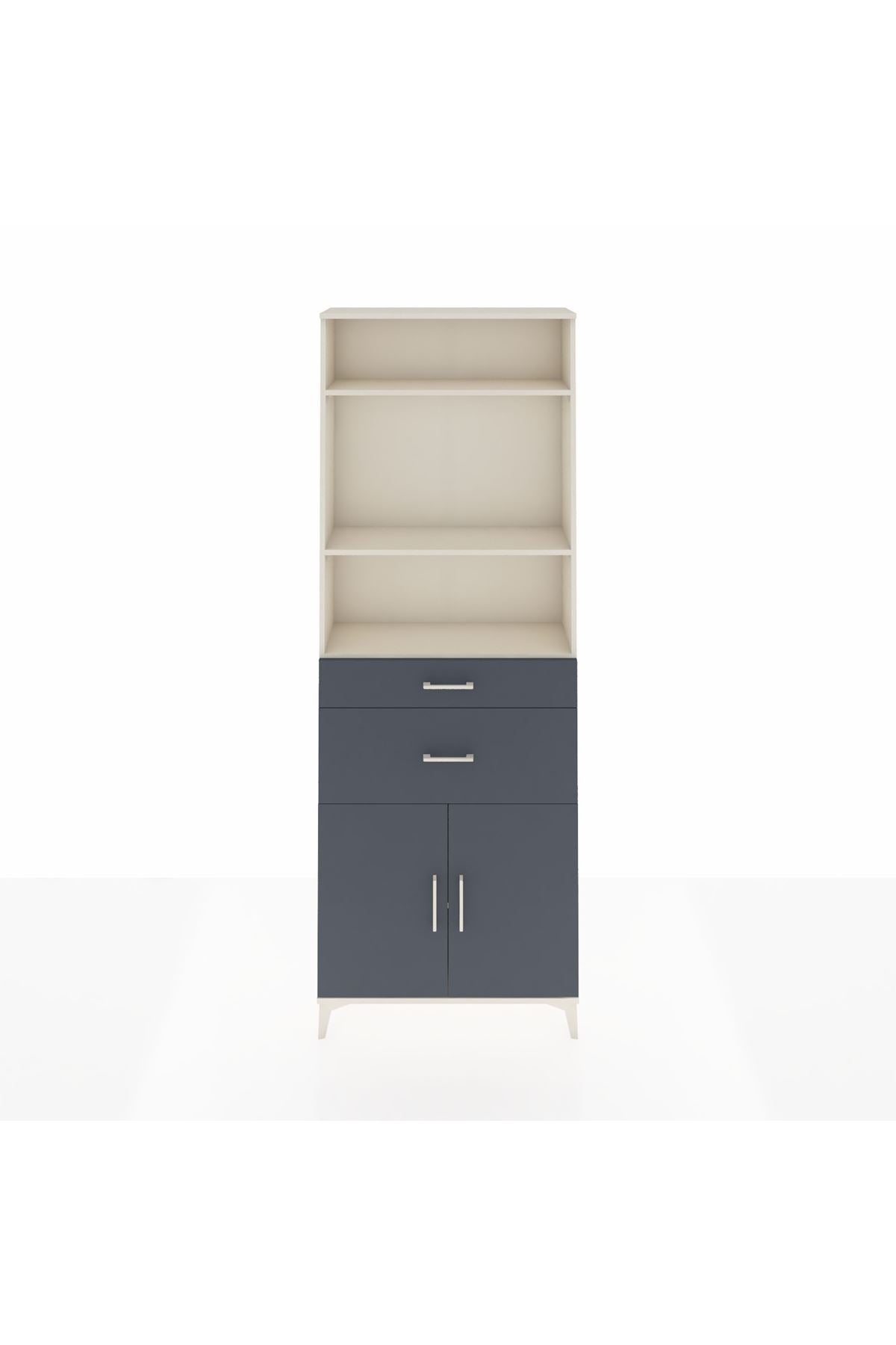 Arges Dolap 4 Raflı 2 Çekmeceli 2 Kapaklı 88x30x243 - S33M074V2A