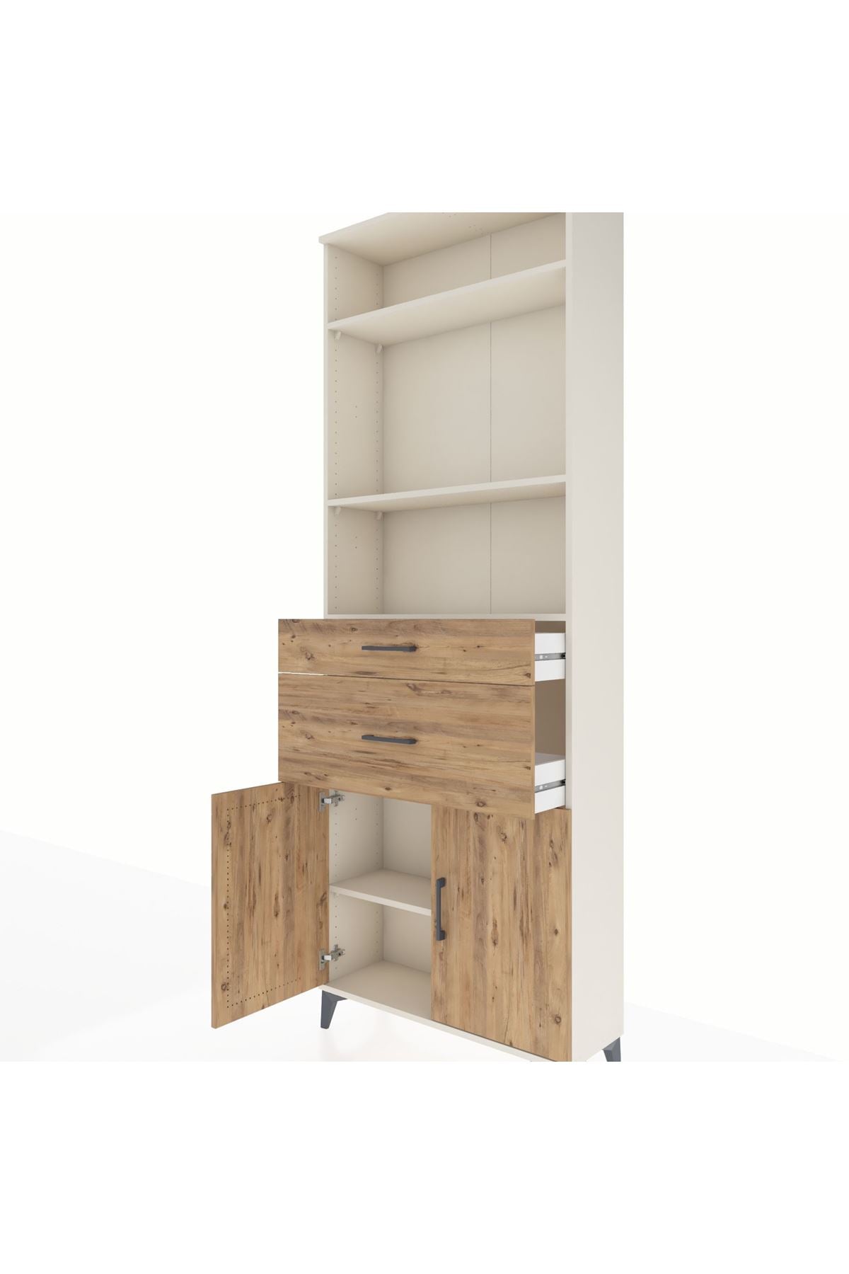 Arges Dolap 4 Raflı 2 Çekmeceli 2 Kapaklı 88x30x243 - S33M074V3A