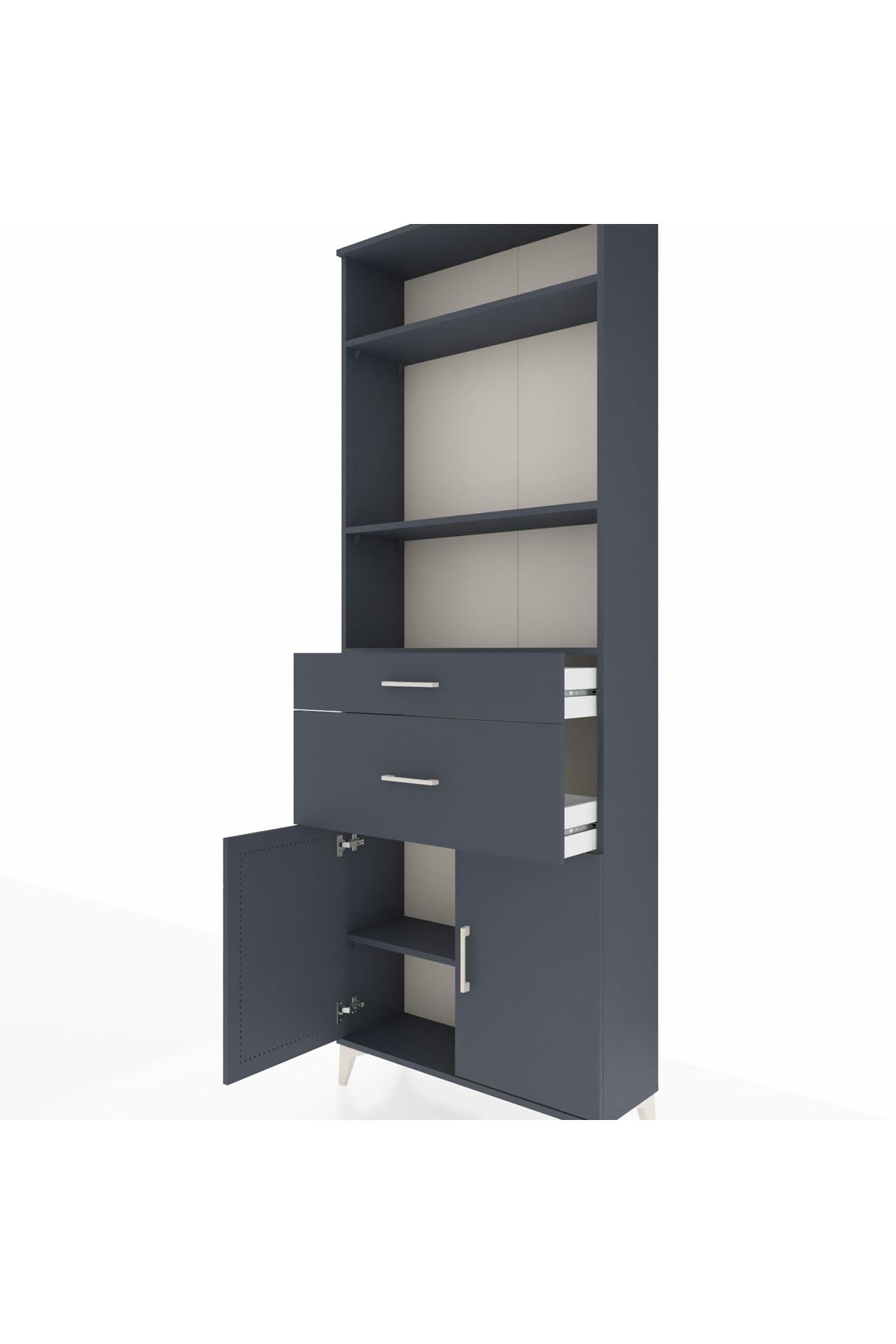 Arges Dolap 4 Raflı 2 Çekmeceli 2 Kapaklı 88x30x243 - S33M074V5A