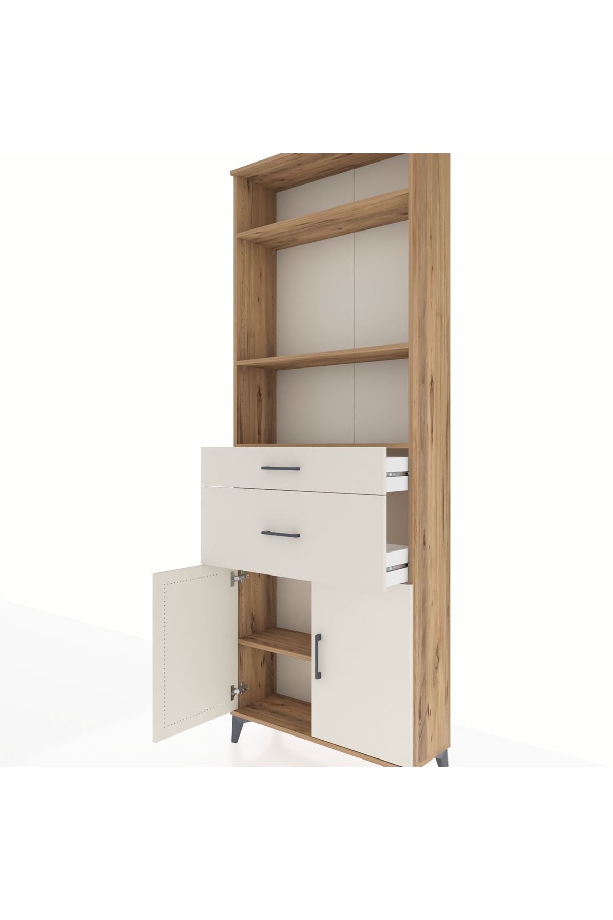 Arges Dolap 4 Raflı 2 Çekmeceli 2 Kapaklı 88x30x243 - S33M074V7A