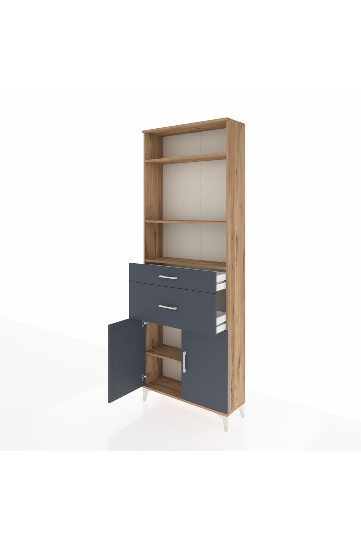 Arges Dolap 4 Raflı 2 Çekmeceli 2 Kapaklı 88x30x243 - S33M074V8A