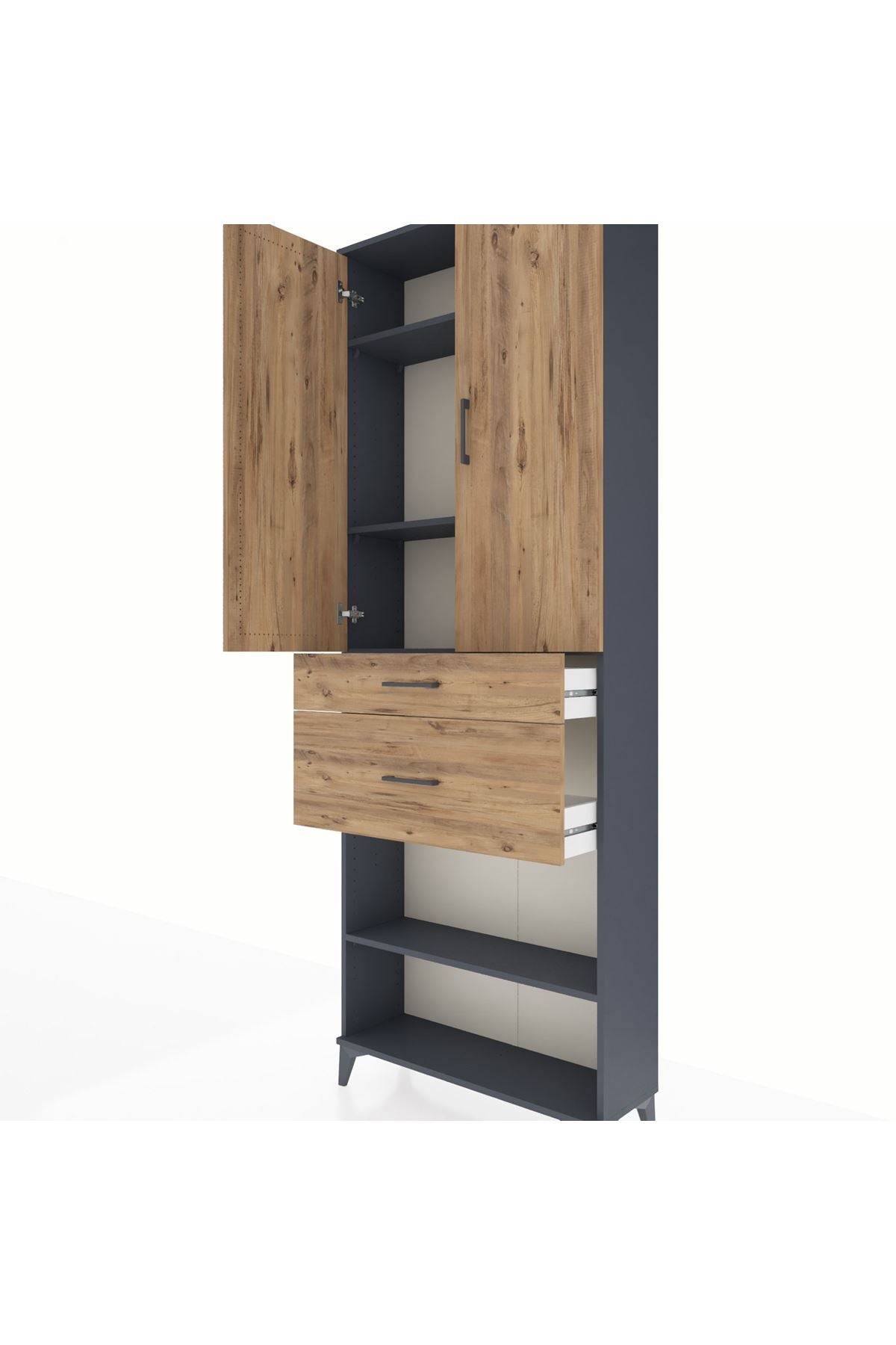 Arges Dolap 4 Raflı 2 Çekmeceli 2 Kapaklı 88x30x243 - S33M075V6A