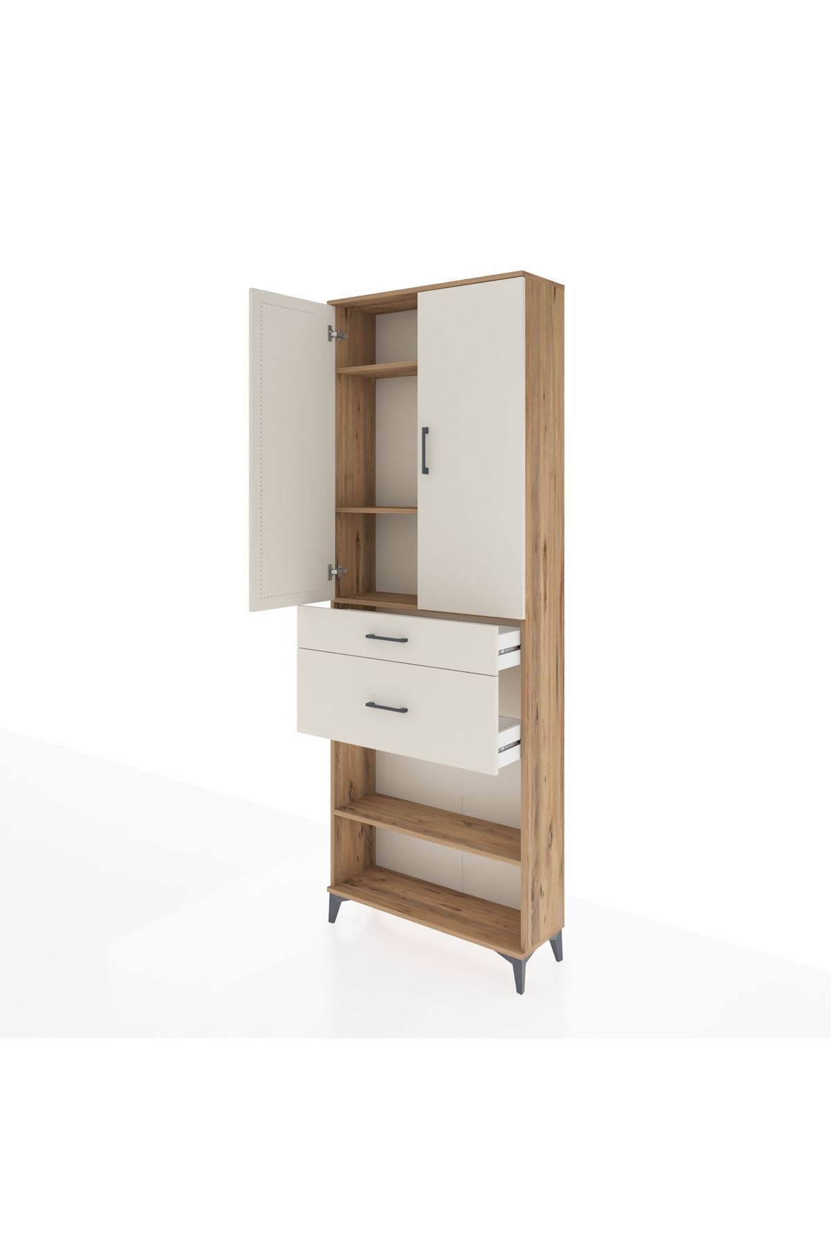 Arges Dolap 4 Raflı 2 Çekmeceli 2 Kapaklı 88x30x243 - S33M075V7A