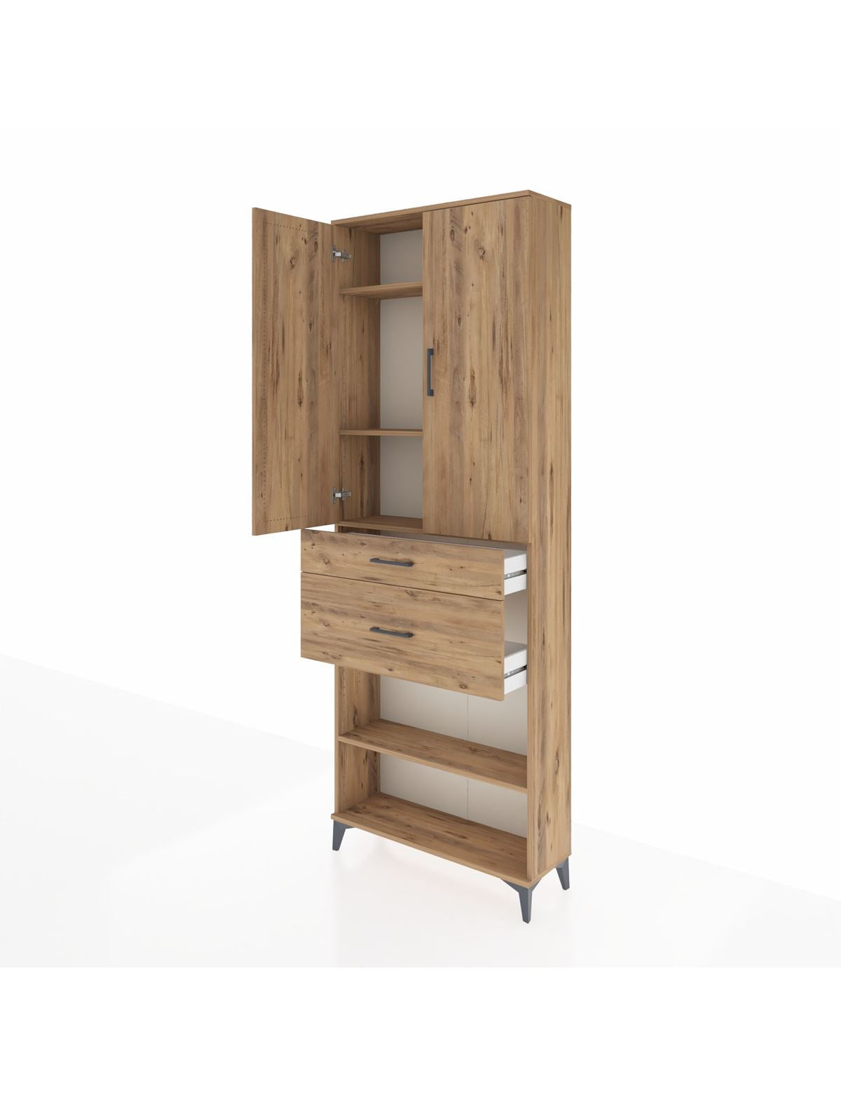 Arges Dolap 4 Raflı 2 Çekmeceli 2 Kapaklı 88x30x243 - S33M075V9A