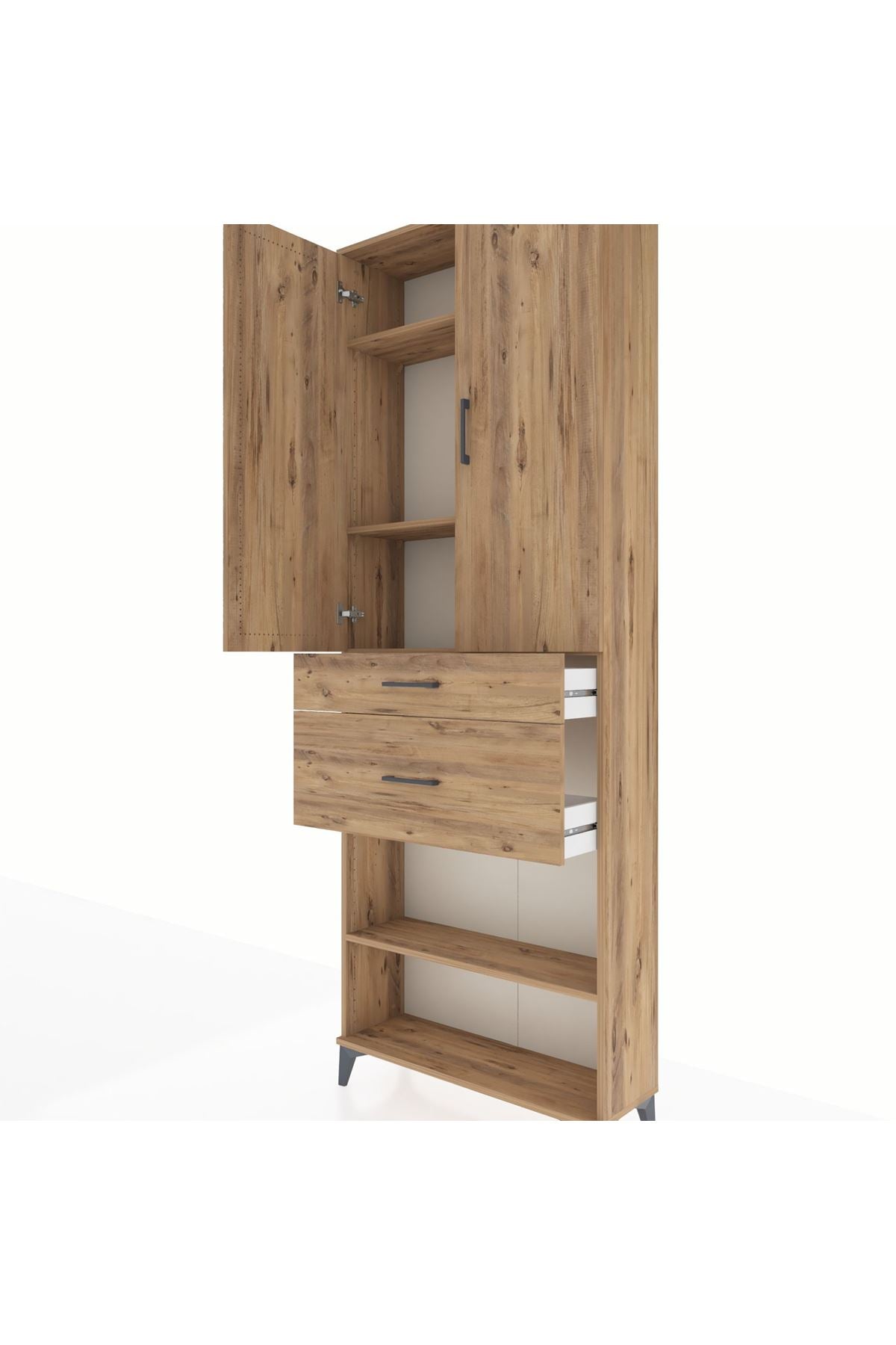 Arges Dolap 4 Raflı 2 Çekmeceli 2 Kapaklı 88x30x243 - S33M075V9A