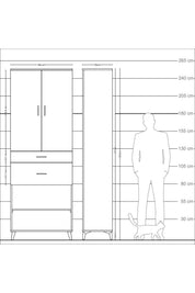 Arges Dolap 4 Raflı 2 Çekmeceli 2 Kapaklı 88x30x243 - S33M075V9A
