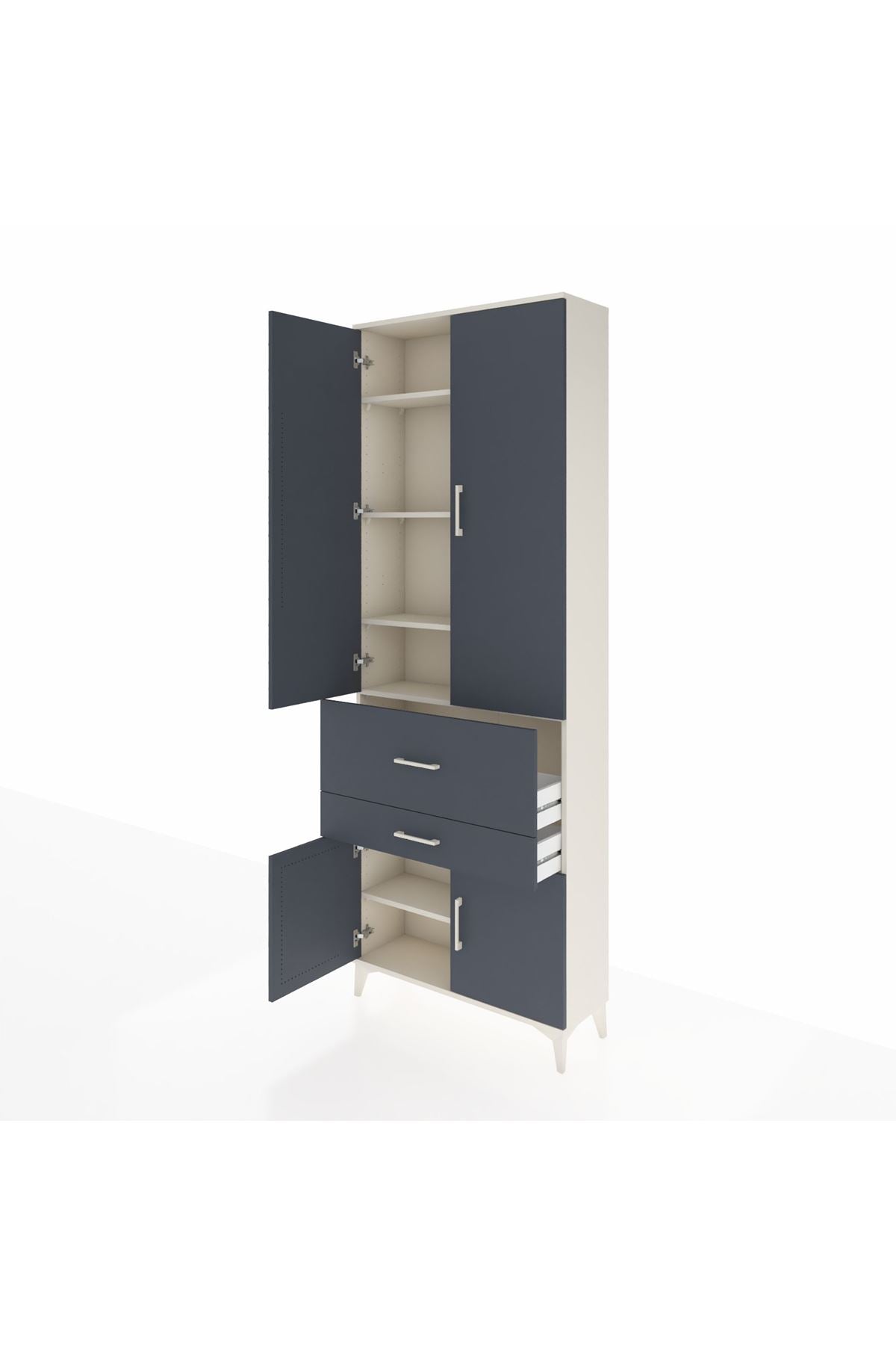Arges Dolap 5 Raflı 2 Çekmeceli 4 Kapaklı 88x30x243 - S33M077V2A