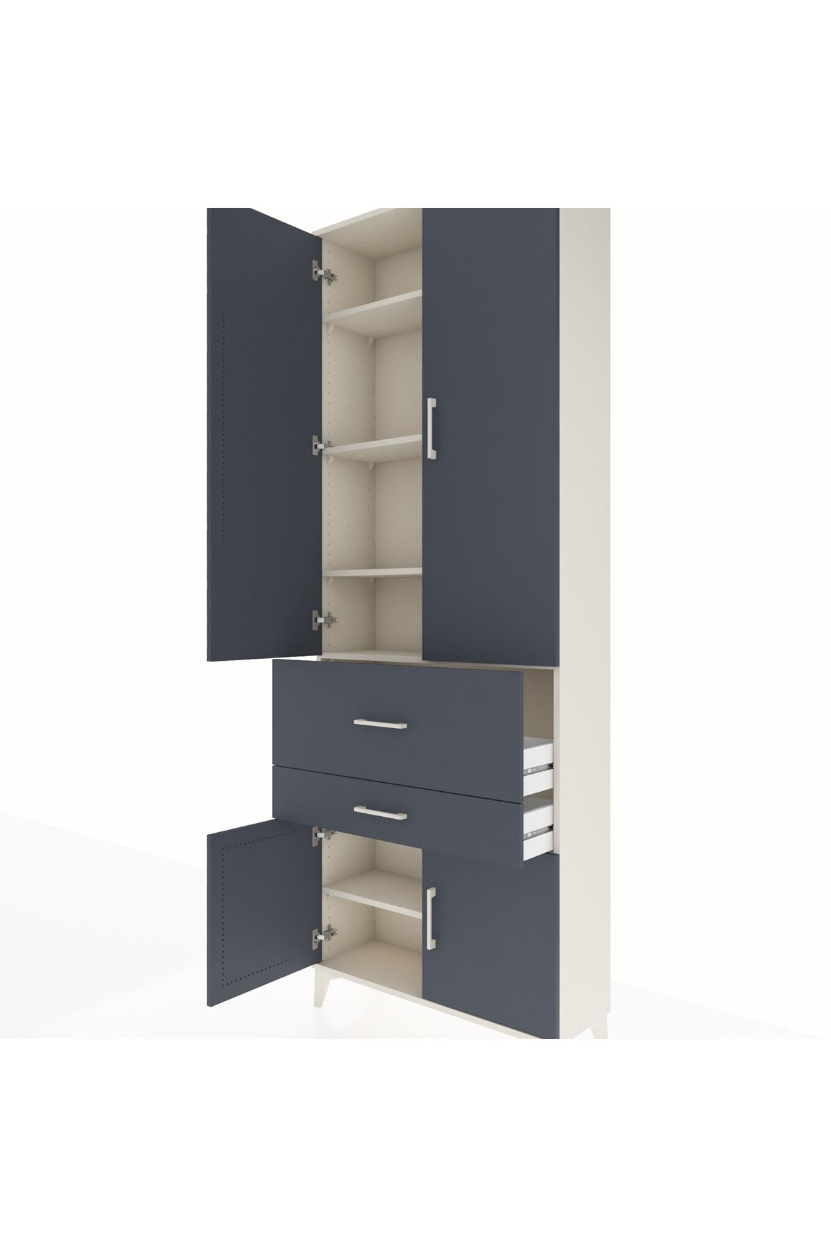 Arges Dolap 5 Raflı 2 Çekmeceli 4 Kapaklı 88x30x243 - S33M077V2A