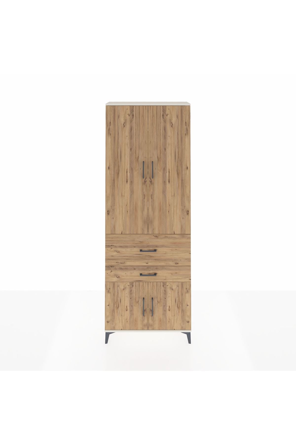 Arges Dolap 5 Raflı 2 Çekmeceli 4 Kapaklı 88x30x243 - S33M077V3A