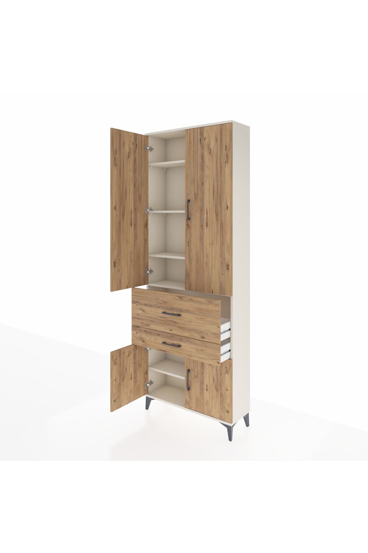 Arges Dolap 5 Raflı 2 Çekmeceli 4 Kapaklı 88x30x243 - S33M077V3A