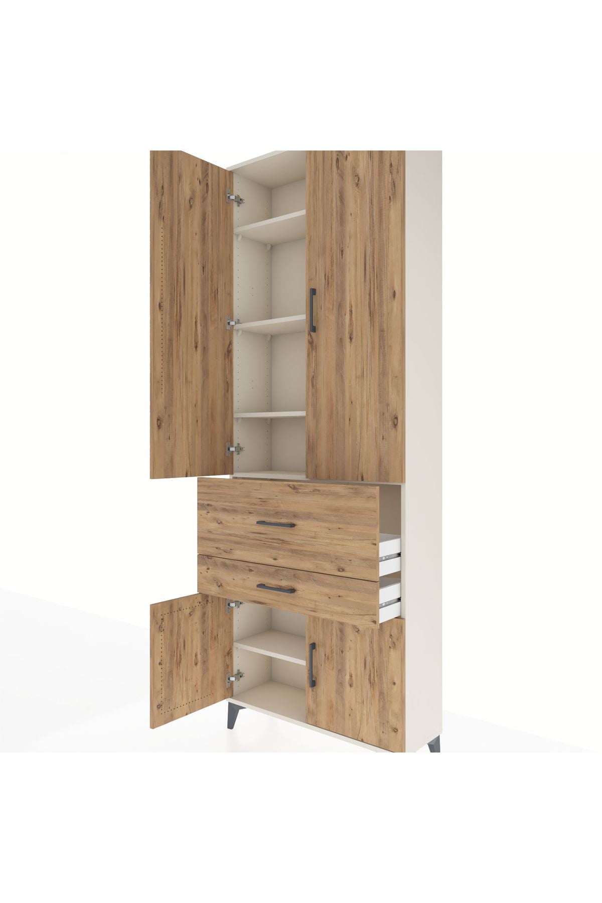 Arges Dolap 5 Raflı 2 Çekmeceli 4 Kapaklı 88x30x243 - S33M077V3A