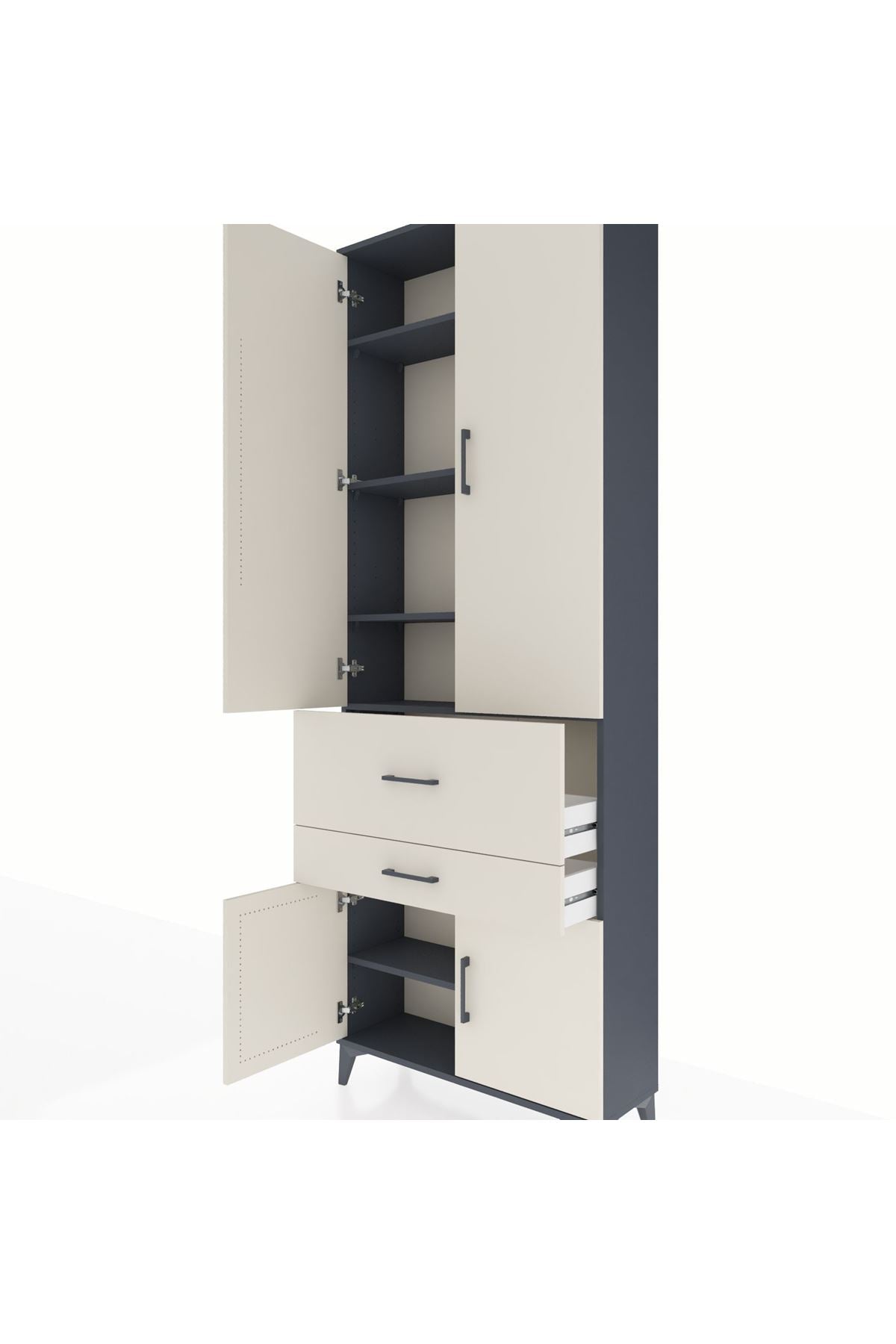 Arges Dolap 5 Raflı 2 Çekmeceli 4 Kapaklı 88x30x243 - S33M077V4A