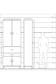 Arges Dolap 5 Raflı 2 Çekmeceli 4 Kapaklı 88x30x243 - S33M077V4A