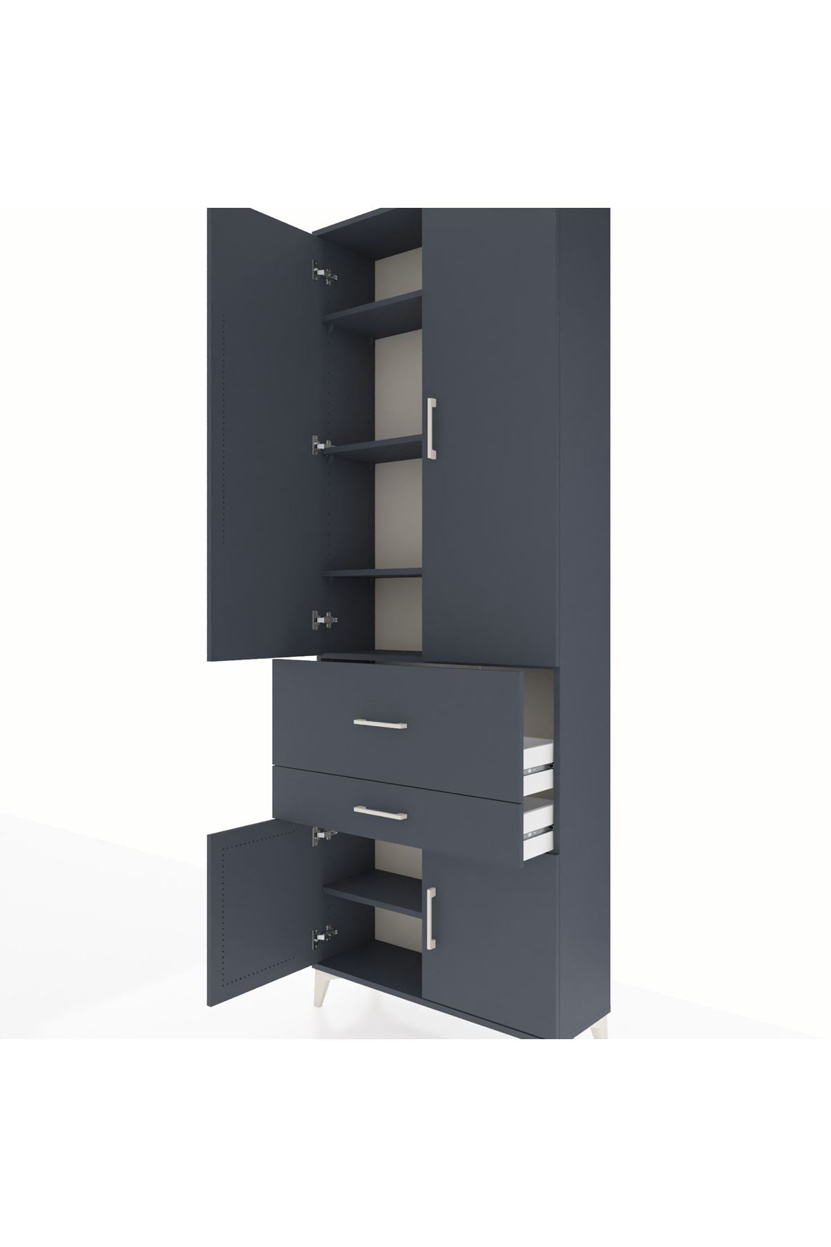 Arges Dolap 5 Raflı 2 Çekmeceli 4 Kapaklı 88x30x243 - S33M077V5A