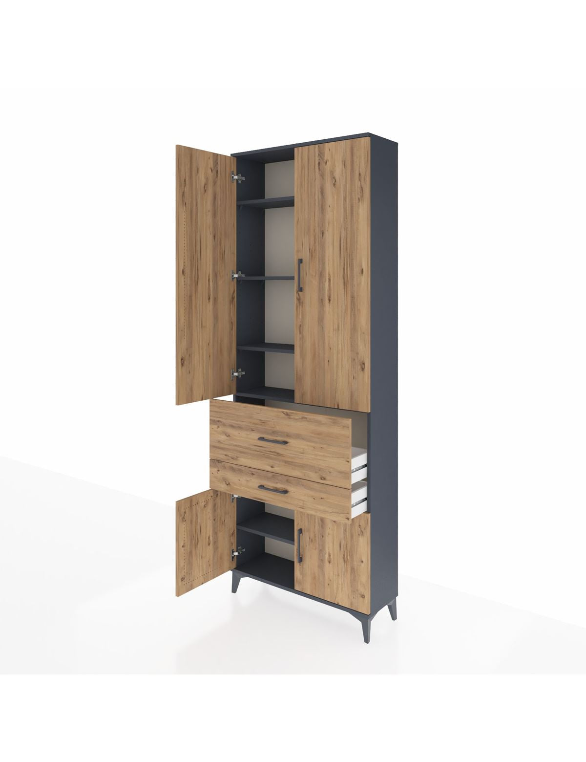 Arges Dolap 5 Raflı 2 Çekmeceli 4 Kapaklı 88x30x243 - S33M077V6A
