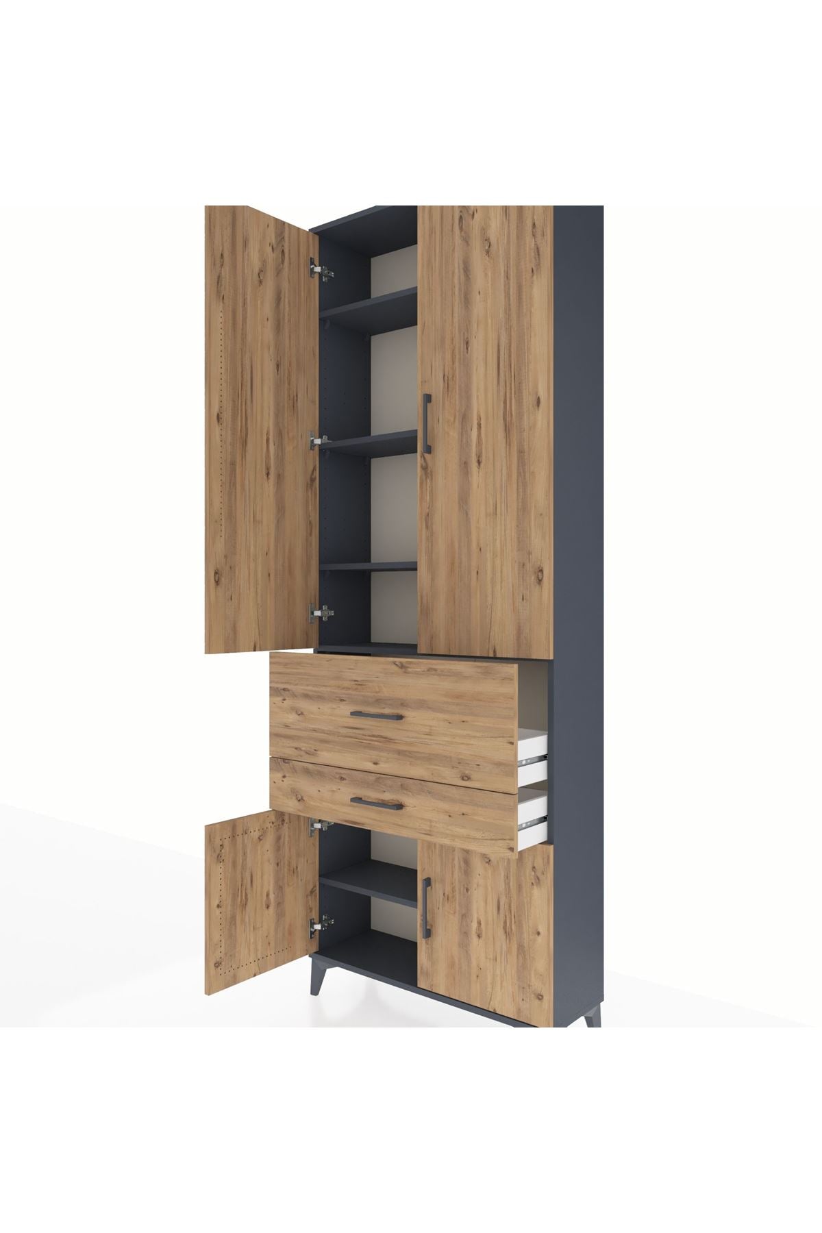 Arges Dolap 5 Raflı 2 Çekmeceli 4 Kapaklı 88x30x243 - S33M077V6A