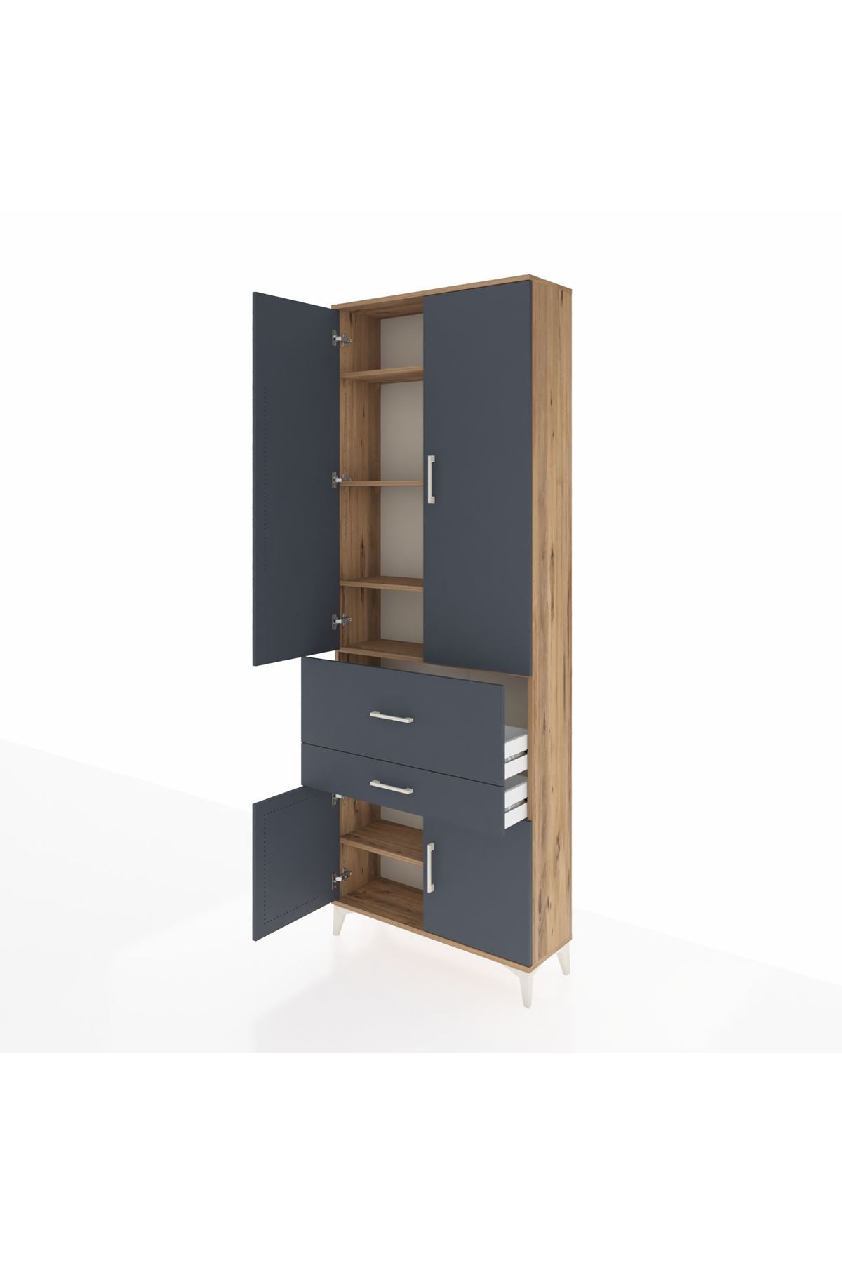 Arges Dolap 5 Raflı 2 Çekmeceli 4 Kapaklı 88x30x243 - S33M077V8A