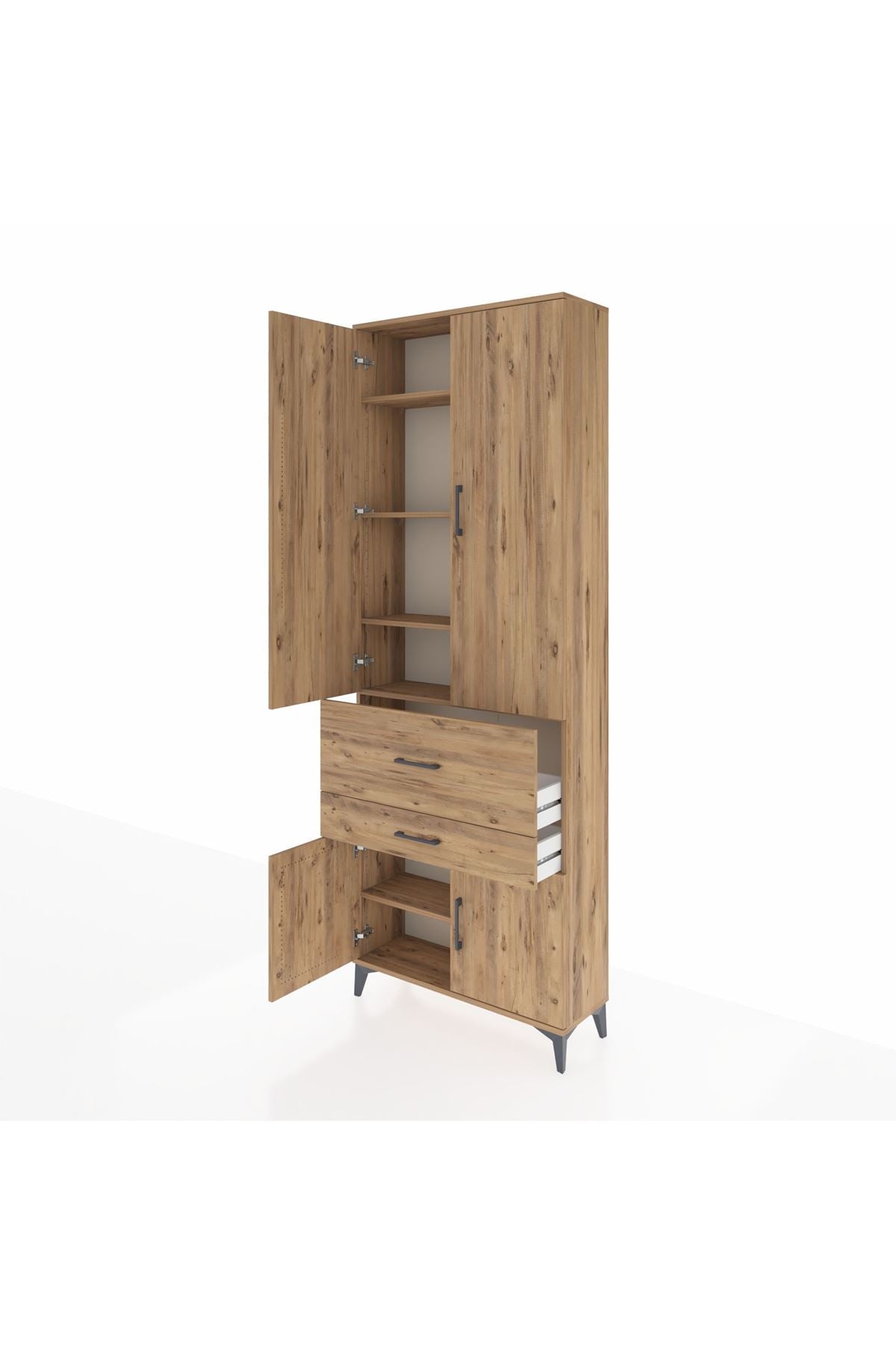 Arges Dolap 5 Raflı 2 Çekmeceli 4 Kapaklı 88x30x243 - S33M077V9A