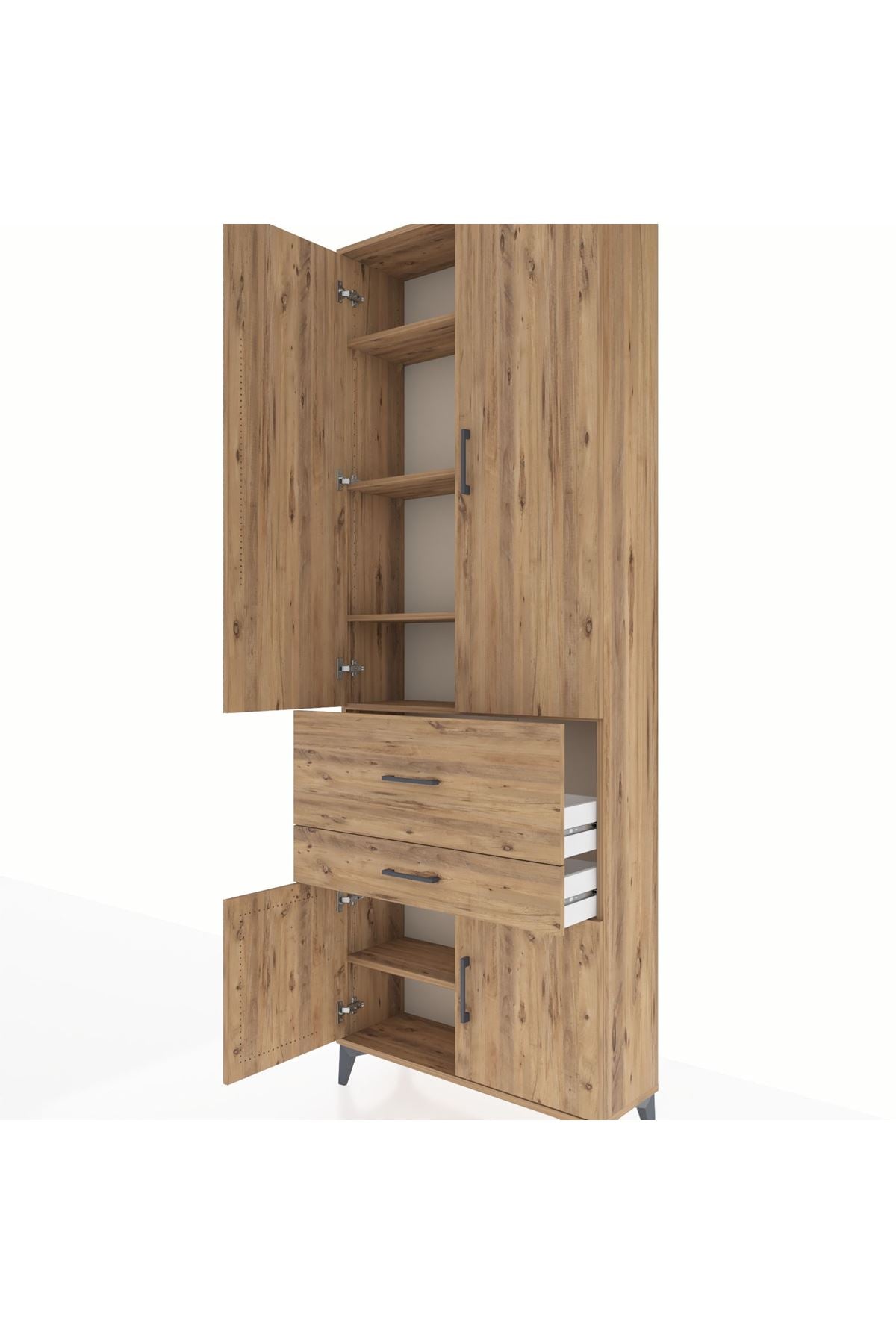 Arges Dolap 5 Raflı 2 Çekmeceli 4 Kapaklı 88x30x243 - S33M077V9A