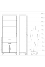 Arges Dolap 5 Raflı 2 Çekmeceli 2 Kapaklı 88x30x243 - S33M078V5A