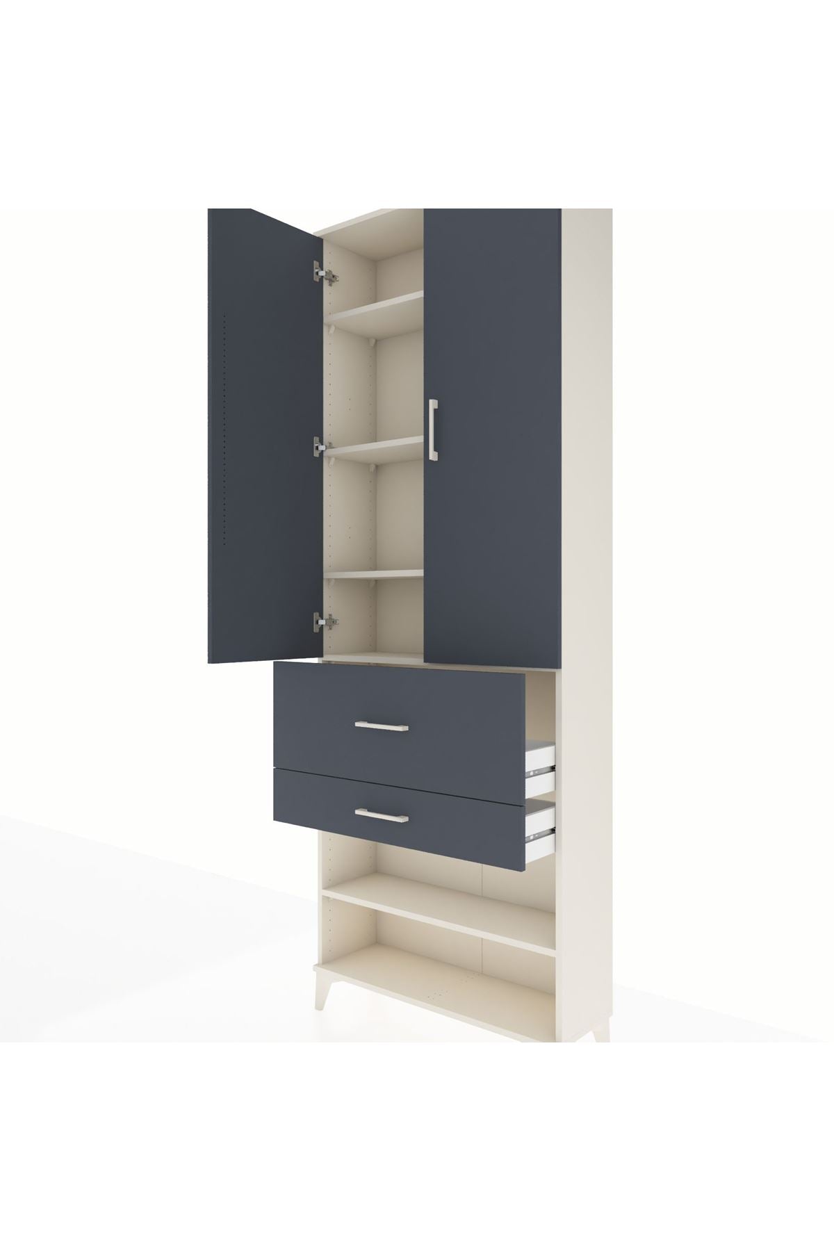 Arges Dolap 5 Raflı 2 Çekmeceli 2 Kapaklı 88x30x243 - S33M079V2A