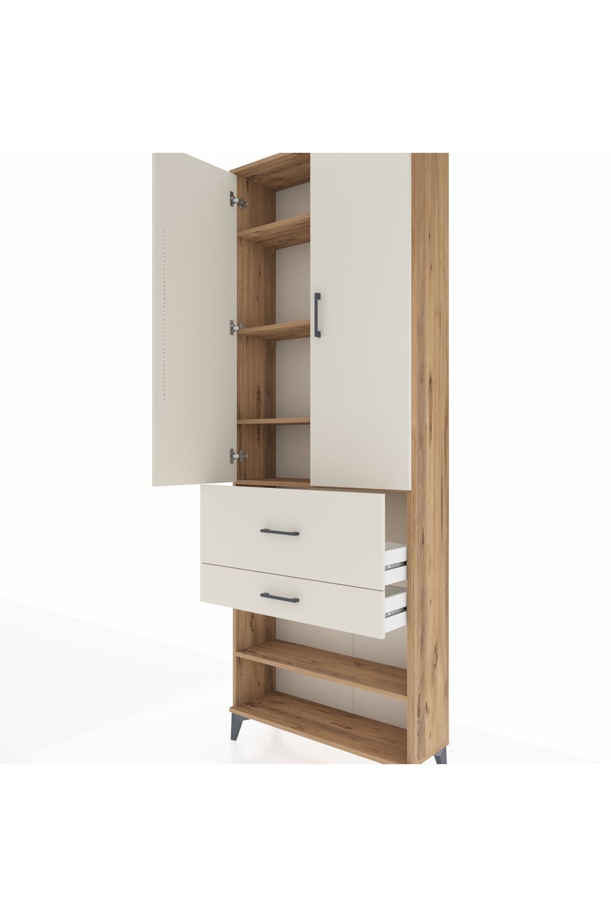 Arges Dolap 5 Raflı 2 Çekmeceli 2 Kapaklı 88x30x243 - S33M079V7A