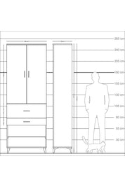 Arges Dolap 5 Raflı 2 Çekmeceli 2 Kapaklı 88x30x243 - S33M079V8A