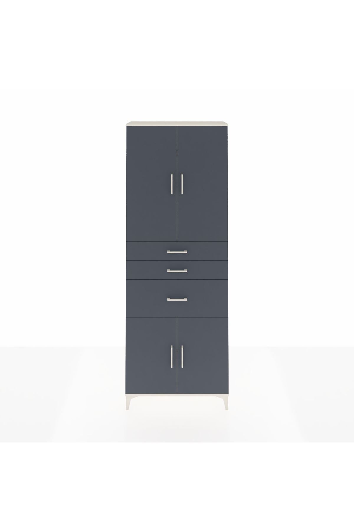Arges Dolap 4 Raflı 3 Çekmeceli 4 Kapaklı 88x30x243 - S33M081V2A