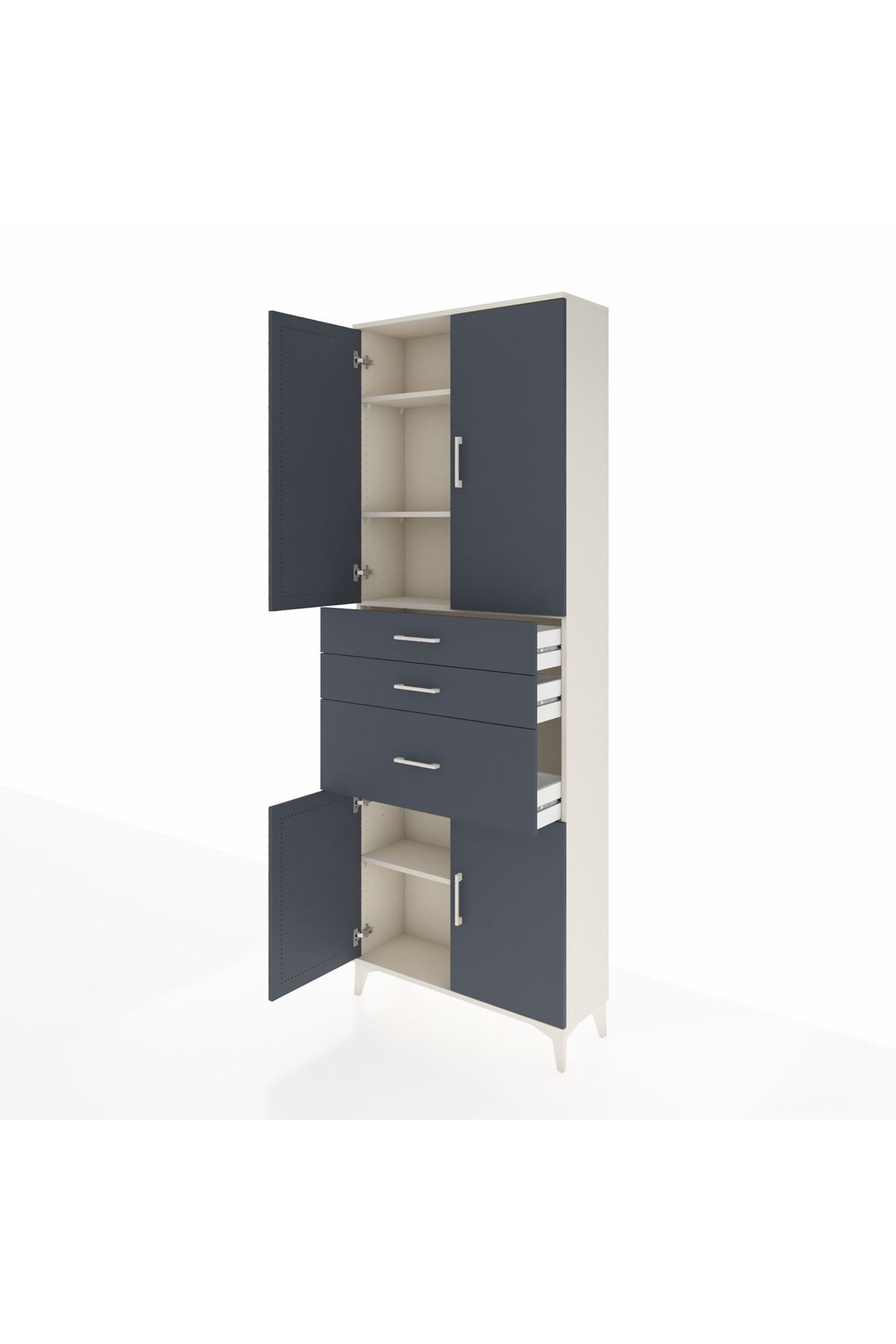 Arges Dolap 4 Raflı 3 Çekmeceli 4 Kapaklı 88x30x243 - S33M081V2A