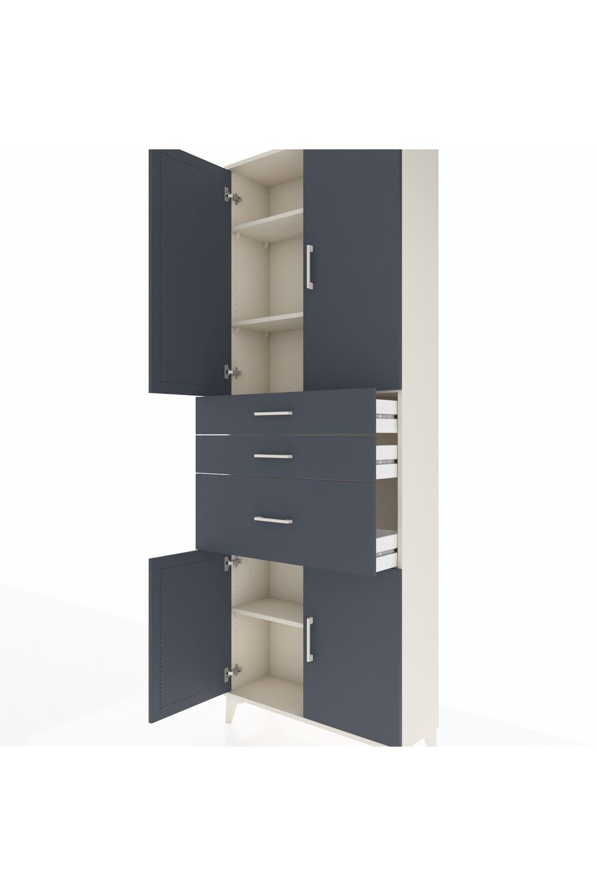 Arges Dolap 4 Raflı 3 Çekmeceli 4 Kapaklı 88x30x243 - S33M081V2A