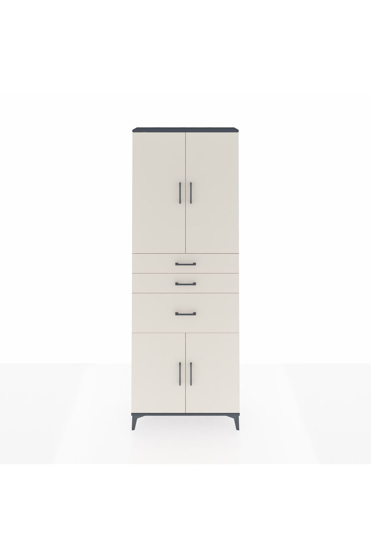Arges Dolap 4 Raflı 3 Çekmeceli 4 Kapaklı 88x30x243 - S33M081V4A