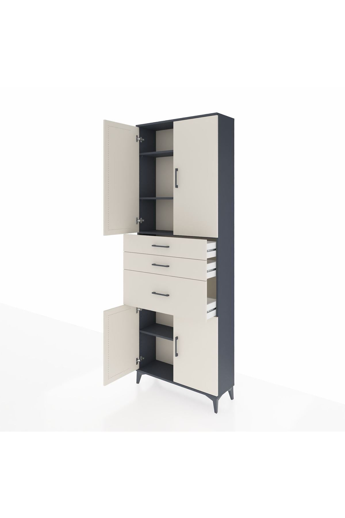Arges Dolap 4 Raflı 3 Çekmeceli 4 Kapaklı 88x30x243 - S33M081V4A