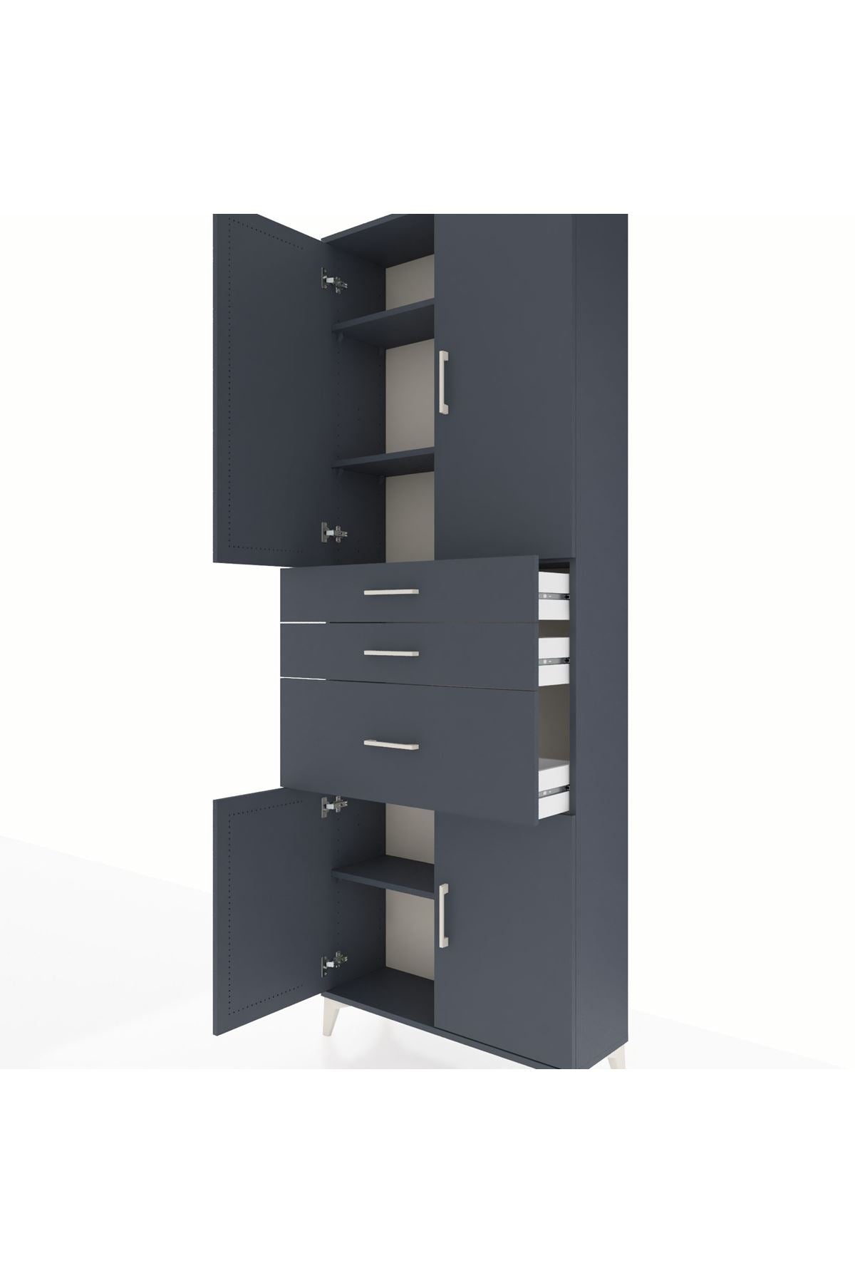 Arges Dolap 4 Raflı 3 Çekmeceli 4 Kapaklı 88x30x243 - S33M081V5A