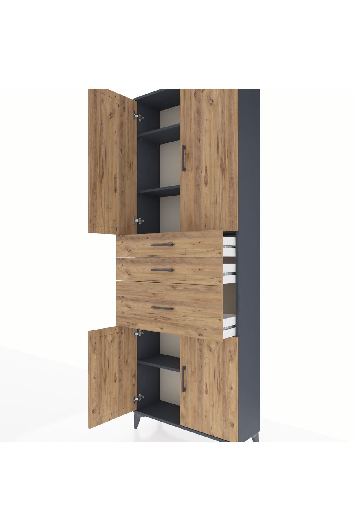 Arges Dolap 4 Raflı 3 Çekmeceli 4 Kapaklı 88x30x243 - S33M081V6A