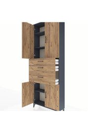 Arges Dolap 4 Raflı 3 Çekmeceli 4 Kapaklı 88x30x243 - S33M081V6A