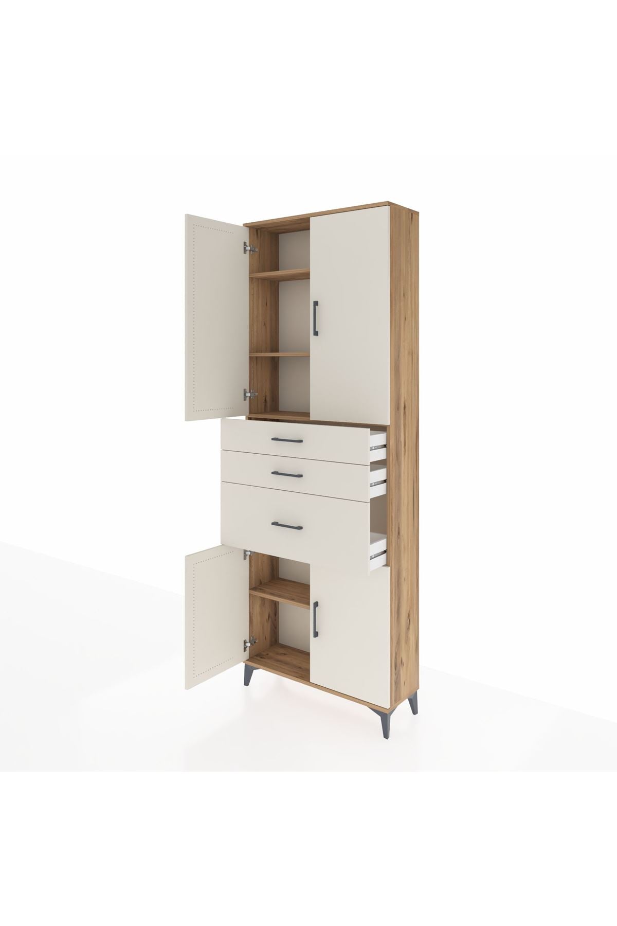 Arges Dolap 4 Raflı 3 Çekmeceli 4 Kapaklı 88x30x243 - S33M081V7A