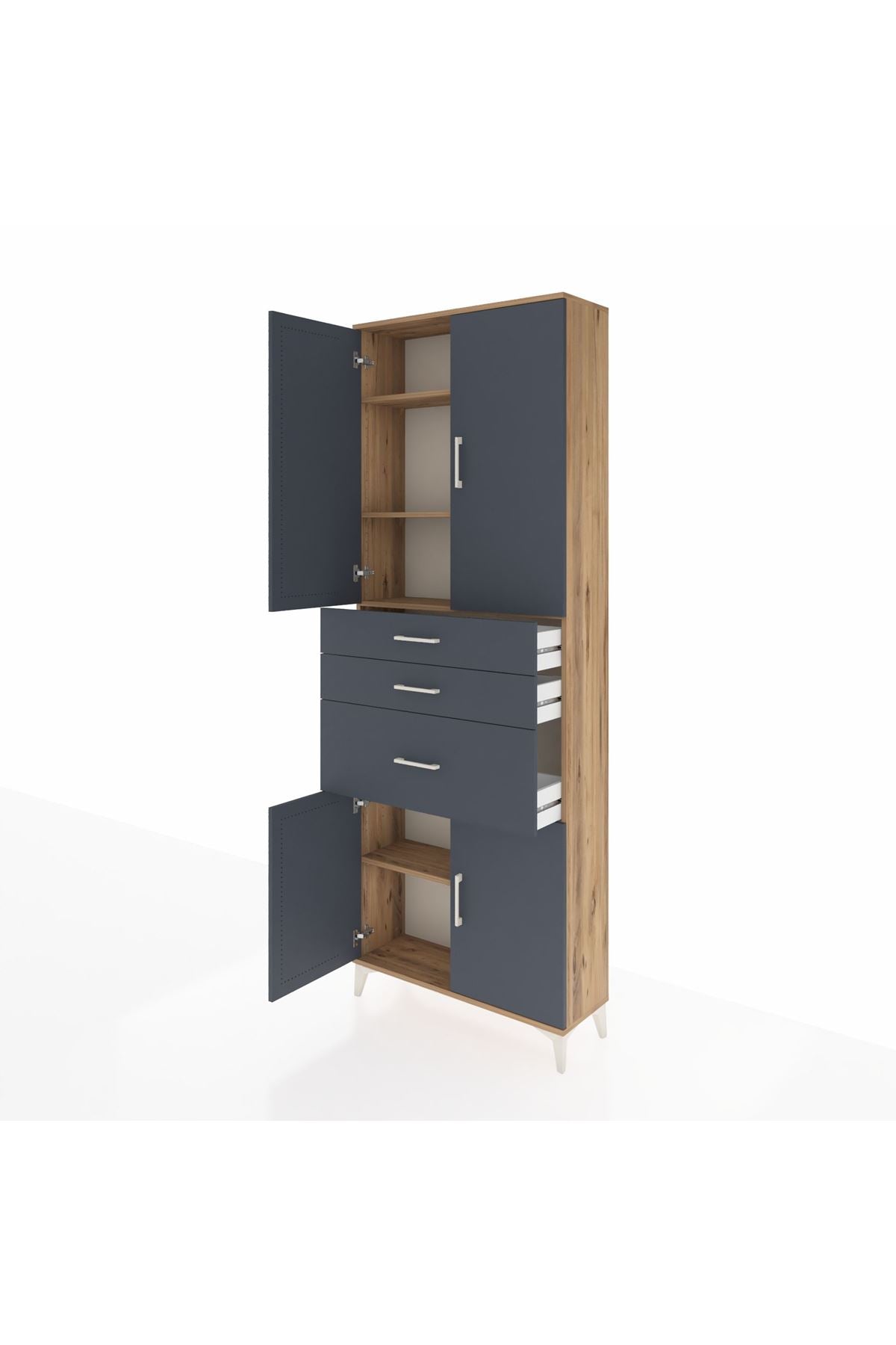 Arges Dolap 4 Raflı 3 Çekmeceli 4 Kapaklı 88x30x243 - S33M081V8A