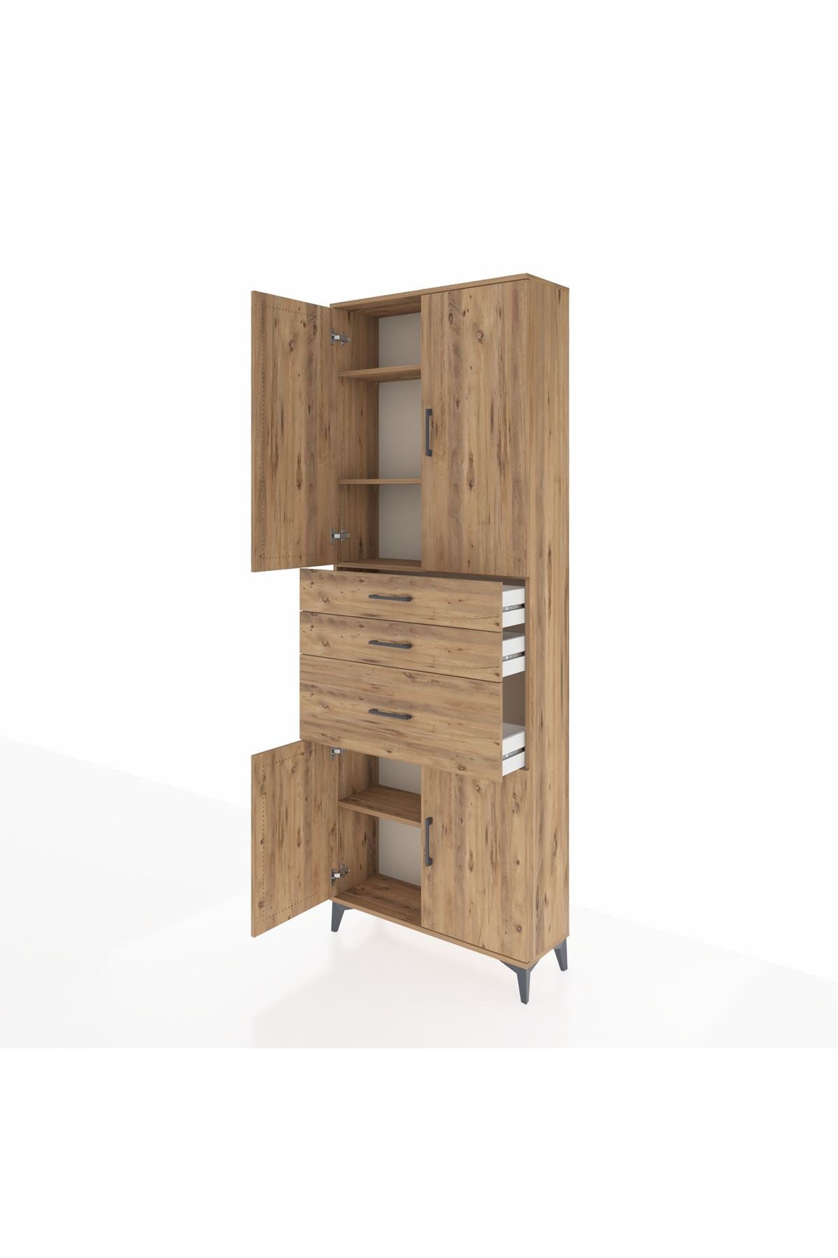 Arges Dolap 4 Raflı 3 Çekmeceli 4 Kapaklı 88x30x243 - S33M081V9A