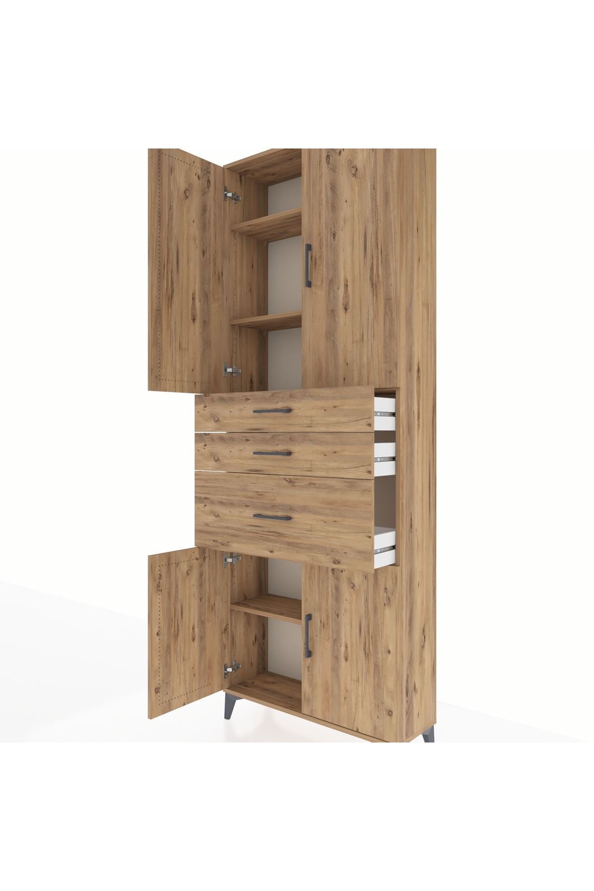 Arges Dolap 4 Raflı 3 Çekmeceli 4 Kapaklı 88x30x243 - S33M081V9A