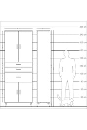 Arges Dolap 4 Raflı 3 Çekmeceli 4 Kapaklı 88x30x243 - S33M081V9A