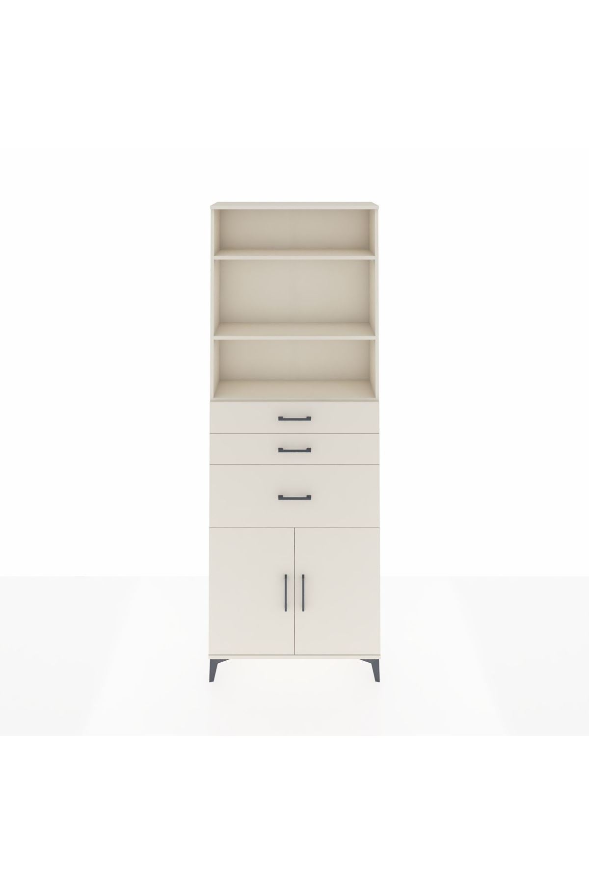Arges Dolap 4 Raflı 3 Çekmeceli 2 Kapaklı 88x30x243 - S33M082V1A